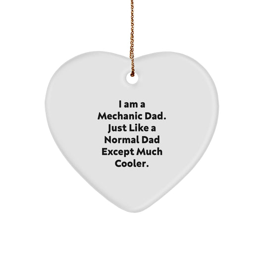 Funny Mechanic Dad Gift, Heart Ornament for Mechanic Men, Gifts from Dad to Mechanic - Image 1