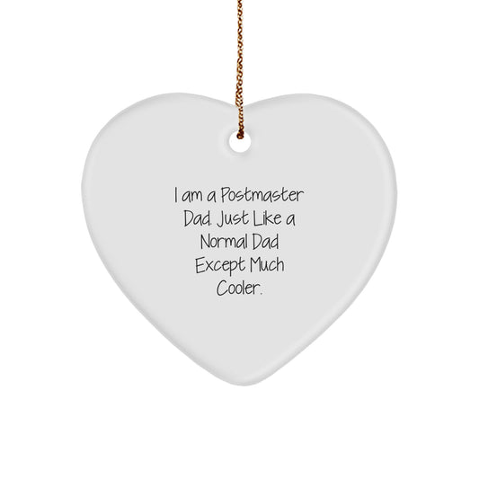 Funny Postmaster Dad Gifts from Men, Funny Postmaster Dad Heart Ornament for Postmaster Men, Christmas Unique Gifts for Postmaster - Image 1