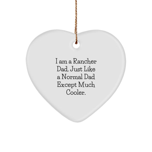 Funny Rancher Dad Heart Ornament Gifts from Men to Family Members for Christmas - Image 1