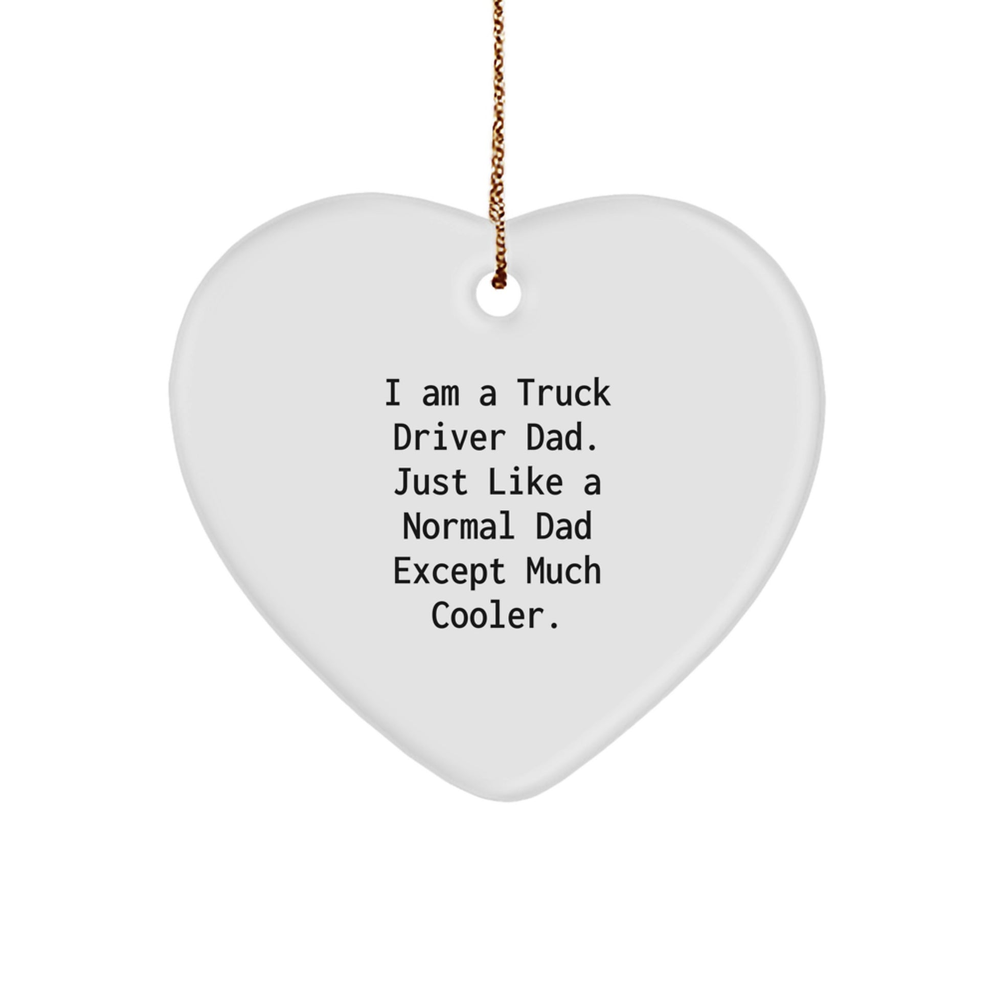 Truck Driver Gifts, Unique Heart Ornament for Men, Funny Dad Quote, Christmas Unique Gifts from Family to Dad - Image 1
