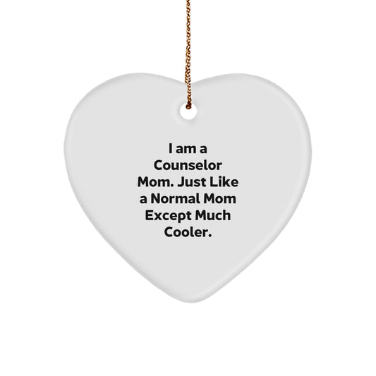 Funny Counselor Mom Heart Ornament Gifts from Family for Christmas Decorations - Image 1