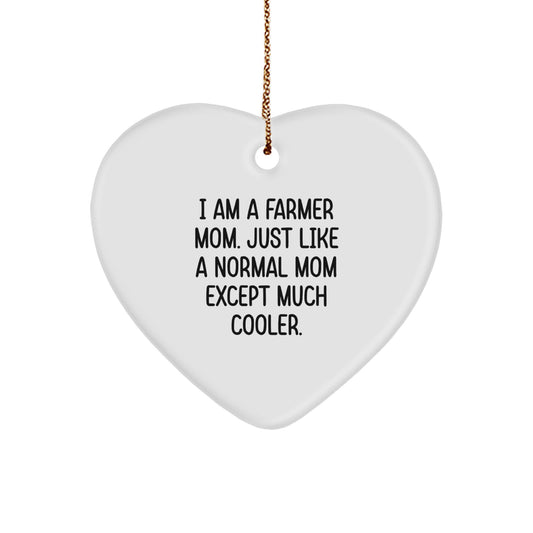 Funny Farmer Mom Gifts, Heart Ornament for Farmer Women, Christmas Unique Gifts from Family to Mom Farmers, I Am A Farmer Mom - Image 1