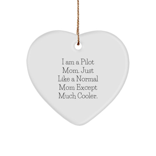 Pilot Mom Funny Heart Ornament Gifts from Family for Pilot Men Women Friends - Unique Christmas Decorations - Image 1