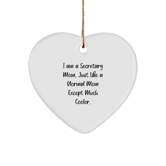 Funny Secretary Mom Heart Ornament Gifts from Friends, Christmas Unique Gifts for Secretary - Image 1