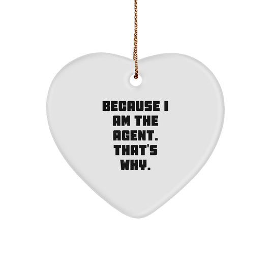 Funny Agent Heart Ornament, Gifts from Men to Agent, Christmas Unique Gifts for Agent - Image 1