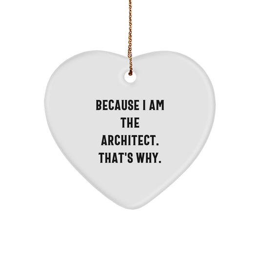 Funny Architect Gifts from Men to Women, Heart Ornament with Inspirational Quote - Christmas Unique Gifts for Family, Coworkers, Friends - Image 1