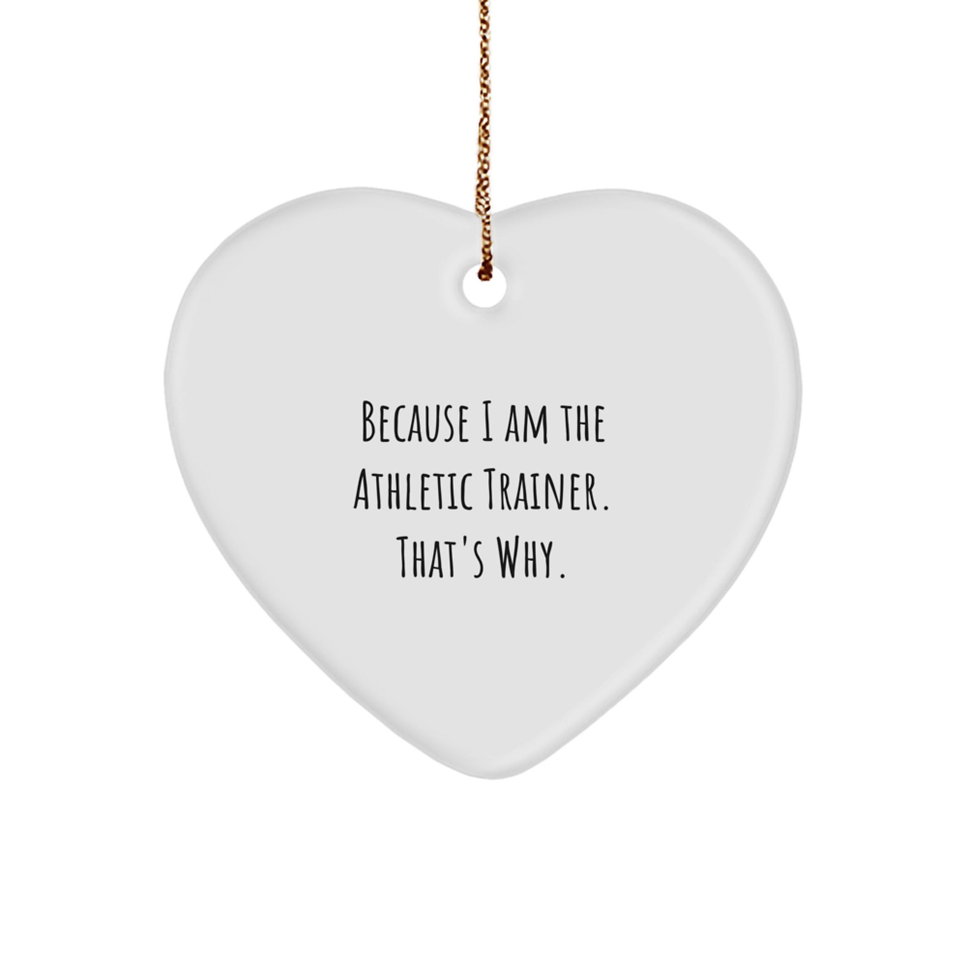 Funny Athletic Trainer Heart Ornament Gifts from Men to Women Friends Coworkers Family, Because 'I Am The Athletic Trainer, That's Why!' Christmas Unique Decorations - Image 1
