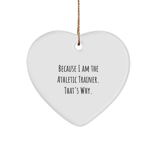 Funny Athletic Trainer Heart Ornament Gifts from Men to Women Friends Coworkers Family, Because 'I Am The Athletic Trainer, That's Why!' Christmas Unique Decorations - Image 1