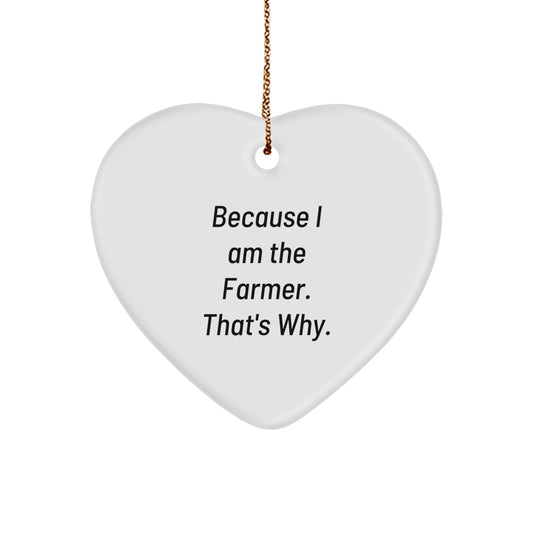 Funny Farmer Heart Ornament Gifts from Friends - Unique Christmas Ornaments for Farmer Men - Inspirational Heart Shaped Decoration - Image 1