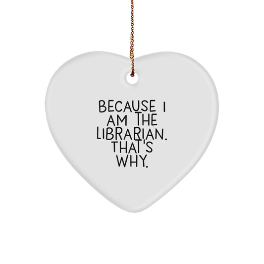 Funny Librarian Heart Ornament Gifts from Women, Gifts for Librarian Friends, Inspirational Christmas Unique Gifts - Image 1