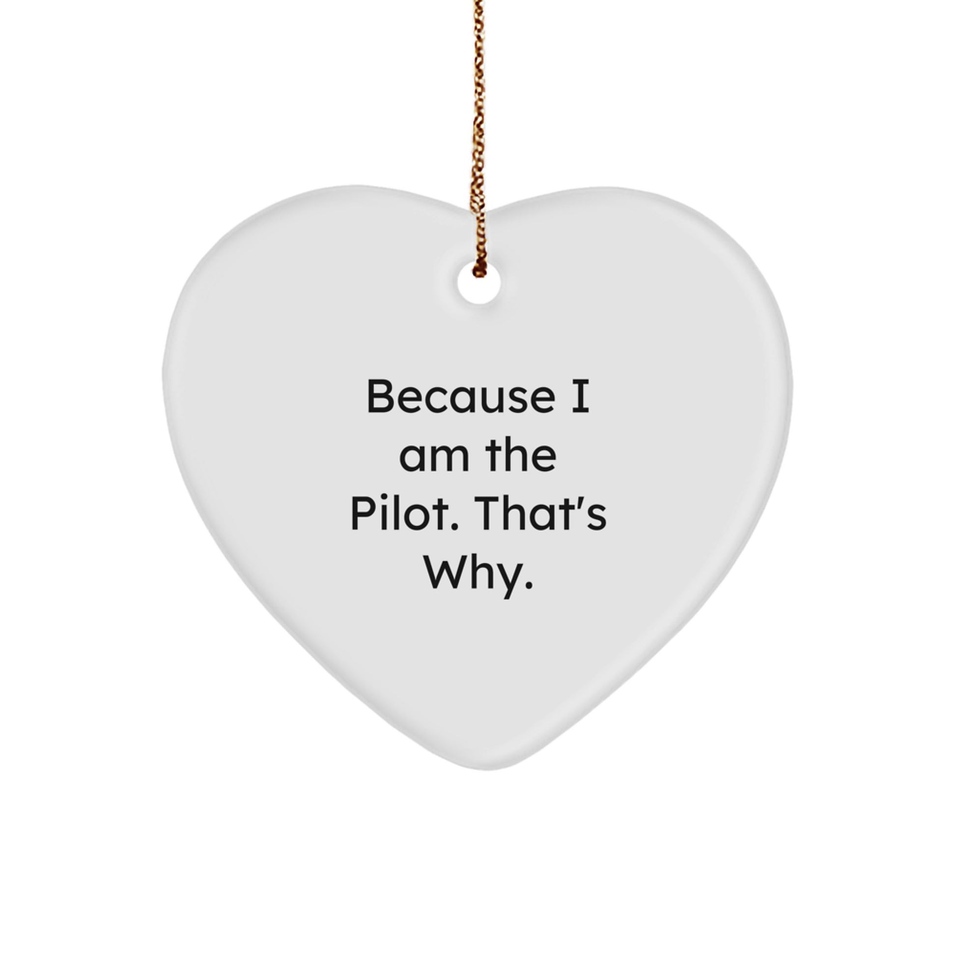 Funny Pilot Ornament Gifts from Friends, Christmas Unique Heart Shaped Decorations for Pilots, Because I Am The Pilot. That's Why. Personalized Aviation Gifts - Image 1