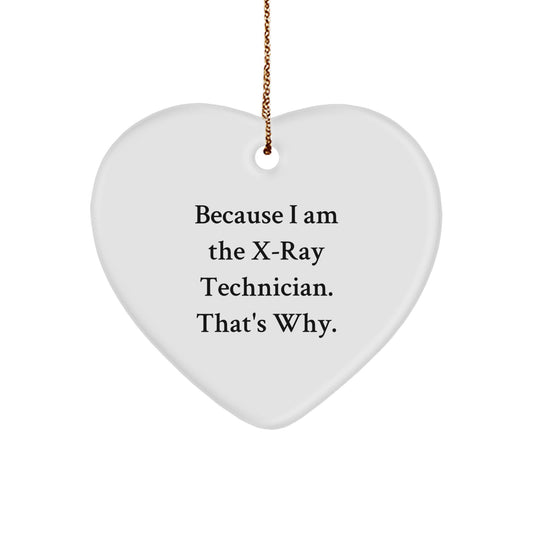 Funny X-Ray Technician Gifts from Friends to Coworkers, Heart Ornament Because I Am The X-ray Technician. That's Why., Christmas Unique Gifts - Image 1