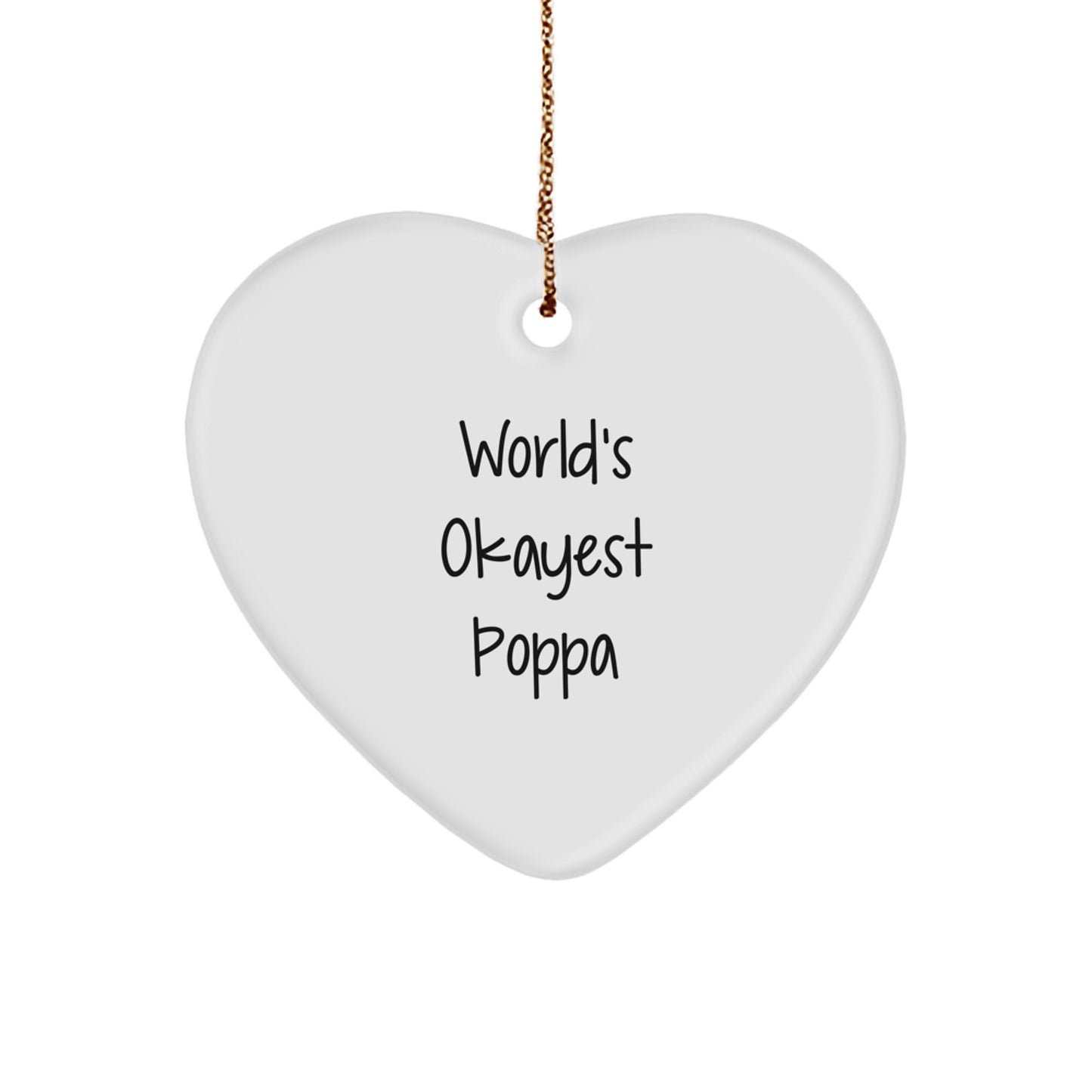 Funny Poppa Gifts from Friends and Family for Christmas Unique Heart Ornament - Image 1