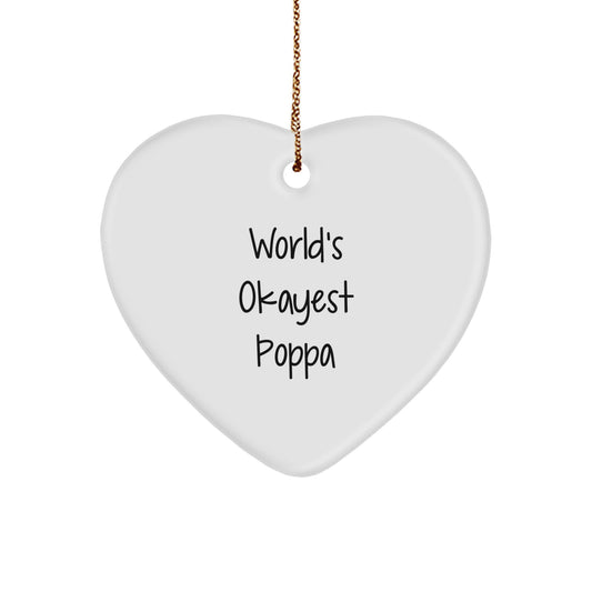 Funny Poppa Gifts from Friends and Family for Christmas Unique Heart Ornament - Image 1