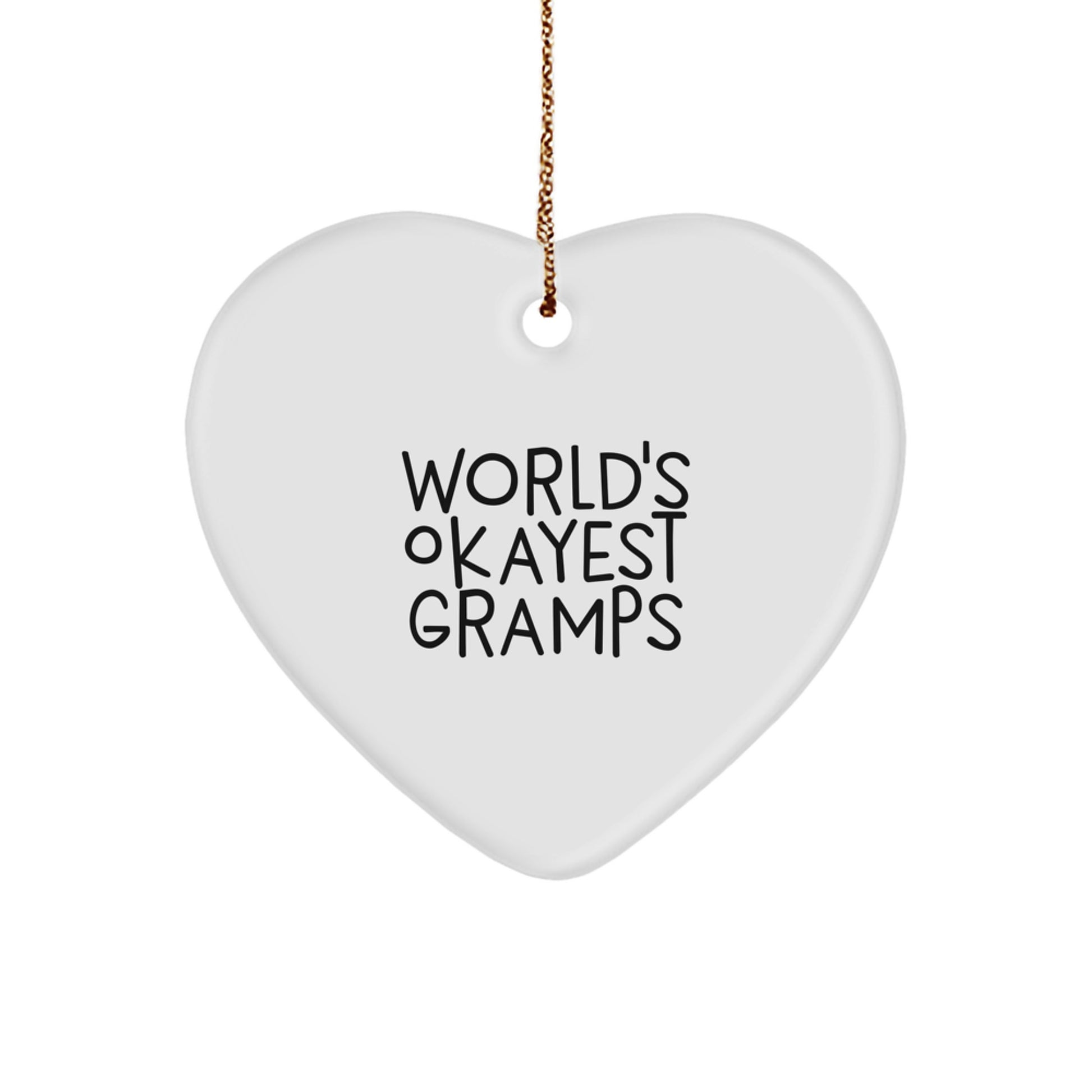 Funny Gifts from Grandpa for Gramps, World's Okayest Gramps Heart Ornament, Christmas Unique Gifts for Men - Image 1