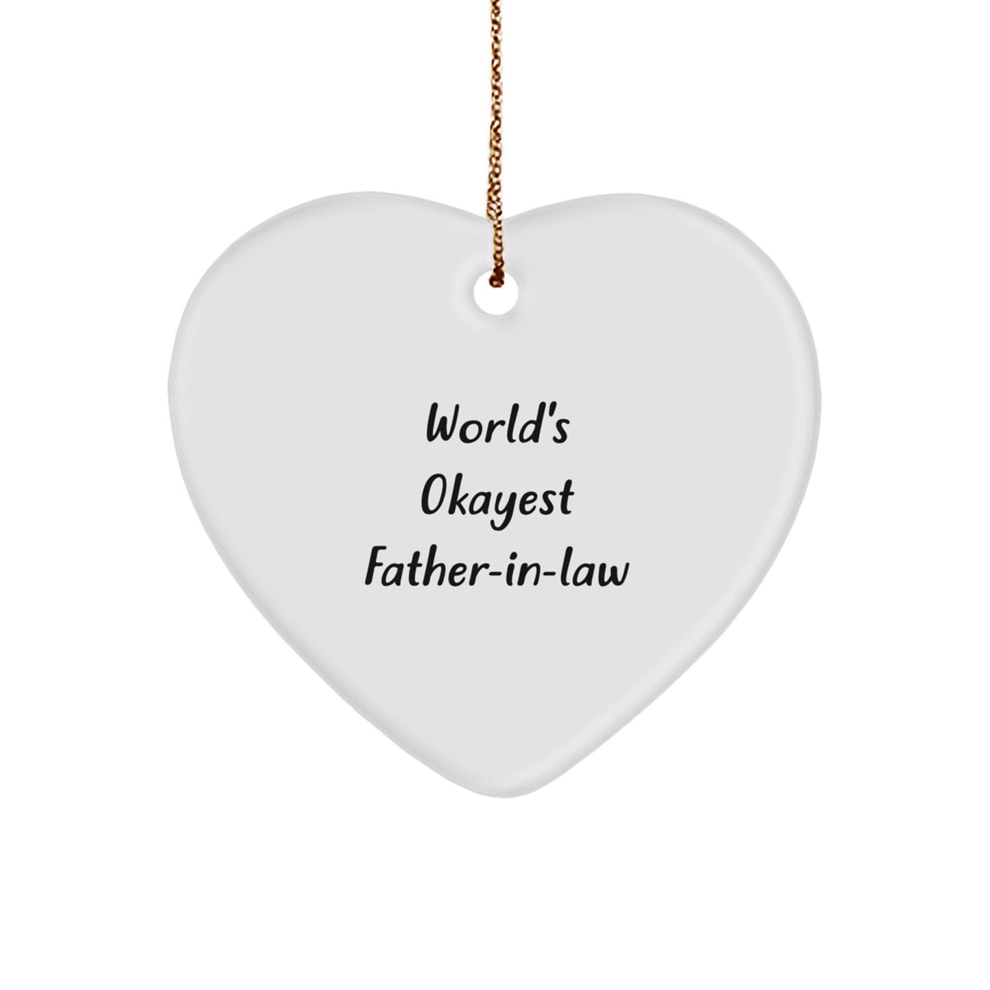 Funny Father-in-law Gifts, Heart Ornament for Father-in-law, World's Okayest 'Father-in-law' Christmas Unique Gifts from Family - Image 1