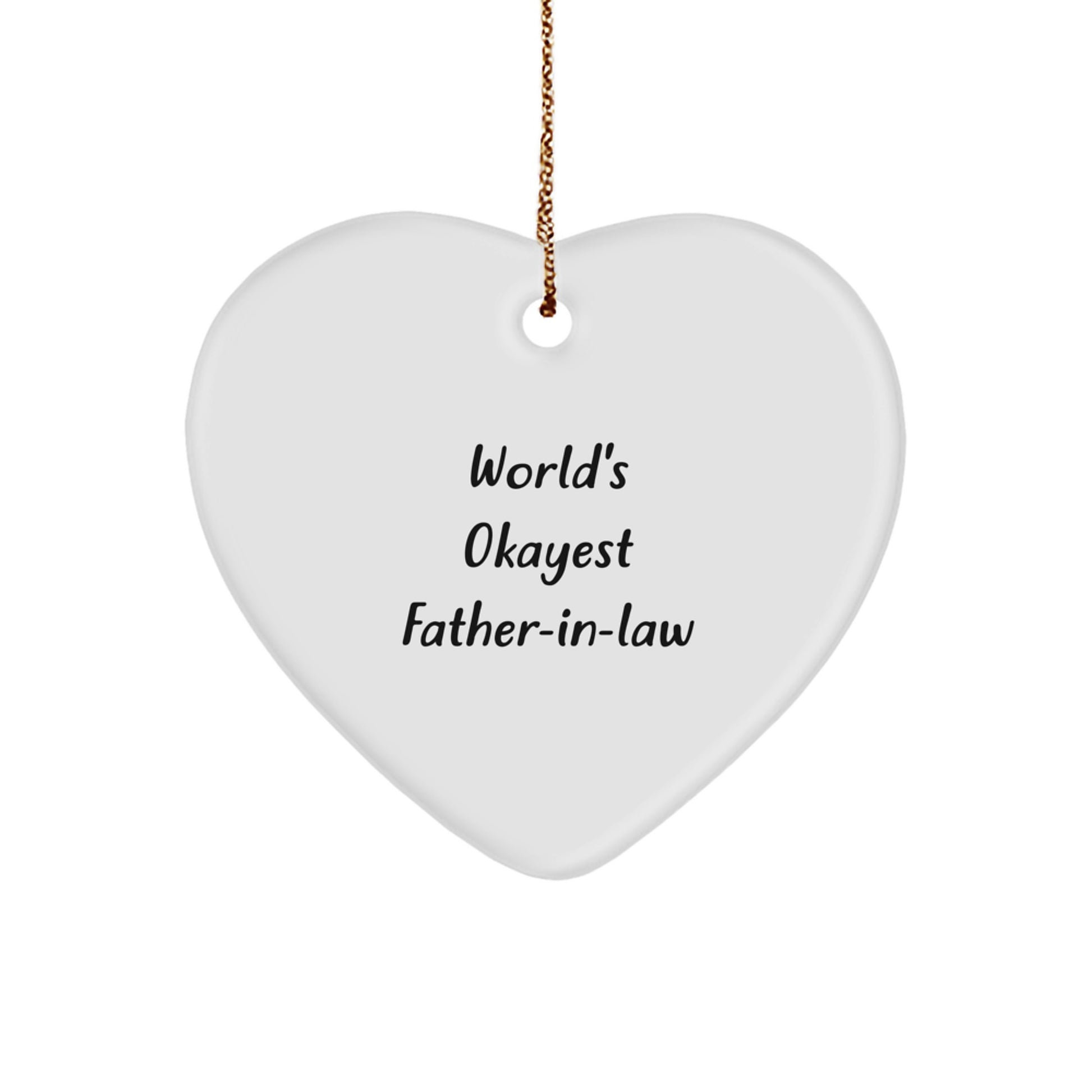 Funny Father-in-law Gifts, Heart Ornament for Father-in-law, World's Okayest 'Father-in-law' Christmas Unique Gifts from Family - Image 1