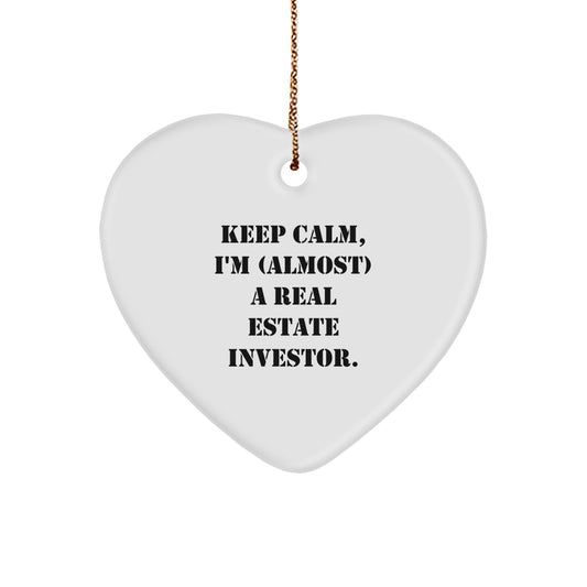 Funny Real Estate Investor Christmas Unique Gifts from Friends for Men, Women, and Coworkers - Keep Calm I'm (almost) A Real Estate Investor. - Image 1