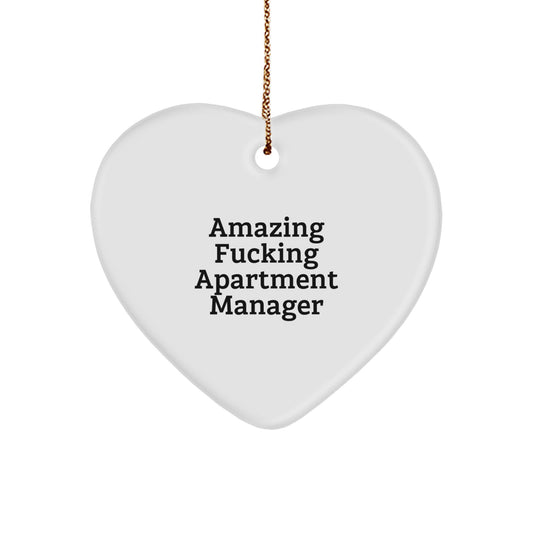 Funny Apartment Manager Gifts for Apartment Managers, Heart Ornament with Christmas Unique Gifts from Friends or Family - Amazing Heart Shaped Decoration - Image 1