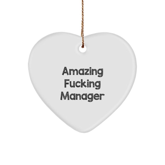 Funny Manager Gifts from Friends, Heart Ornament for Manager, Amazing F--king Manager Christmas Unique Gifts - Image 1