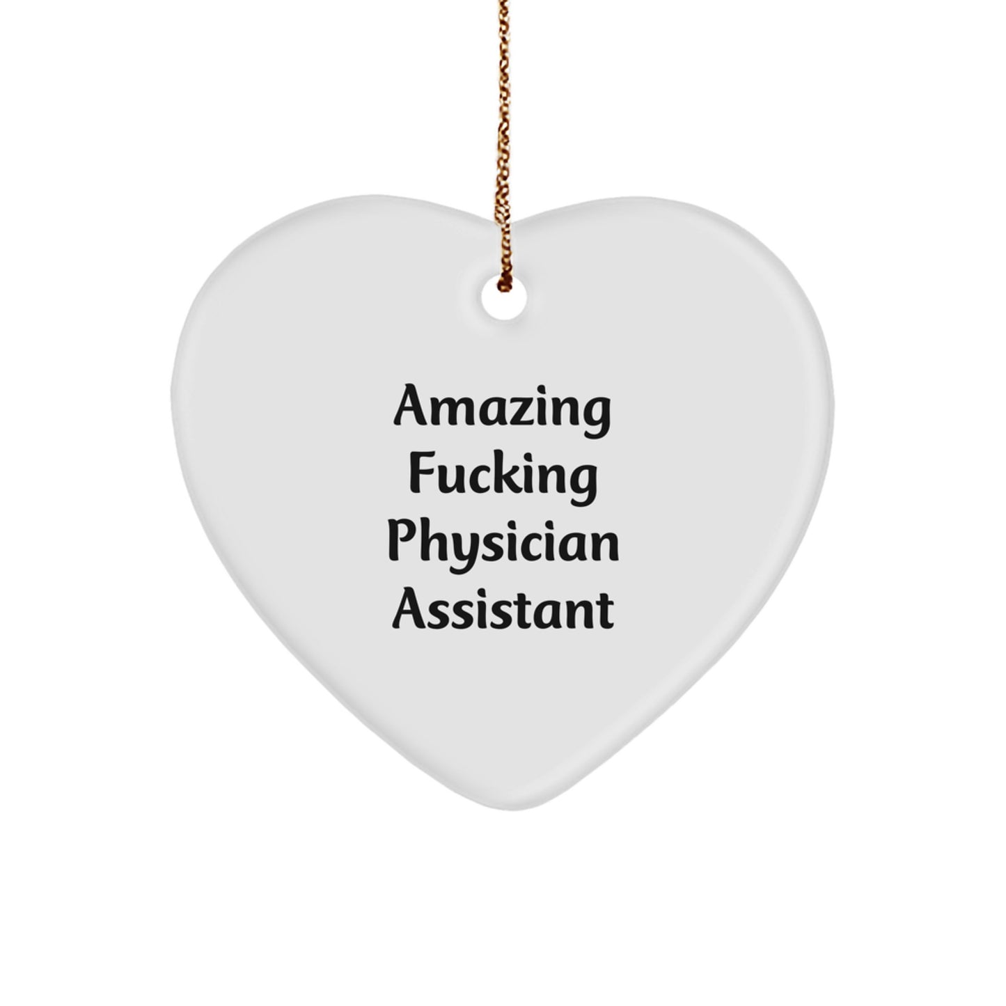 Gifts from Family Members for Physician Assistant - Funny Christmas Heart Ornament with Amazing F--king Physician Assistant Quote - Image 1