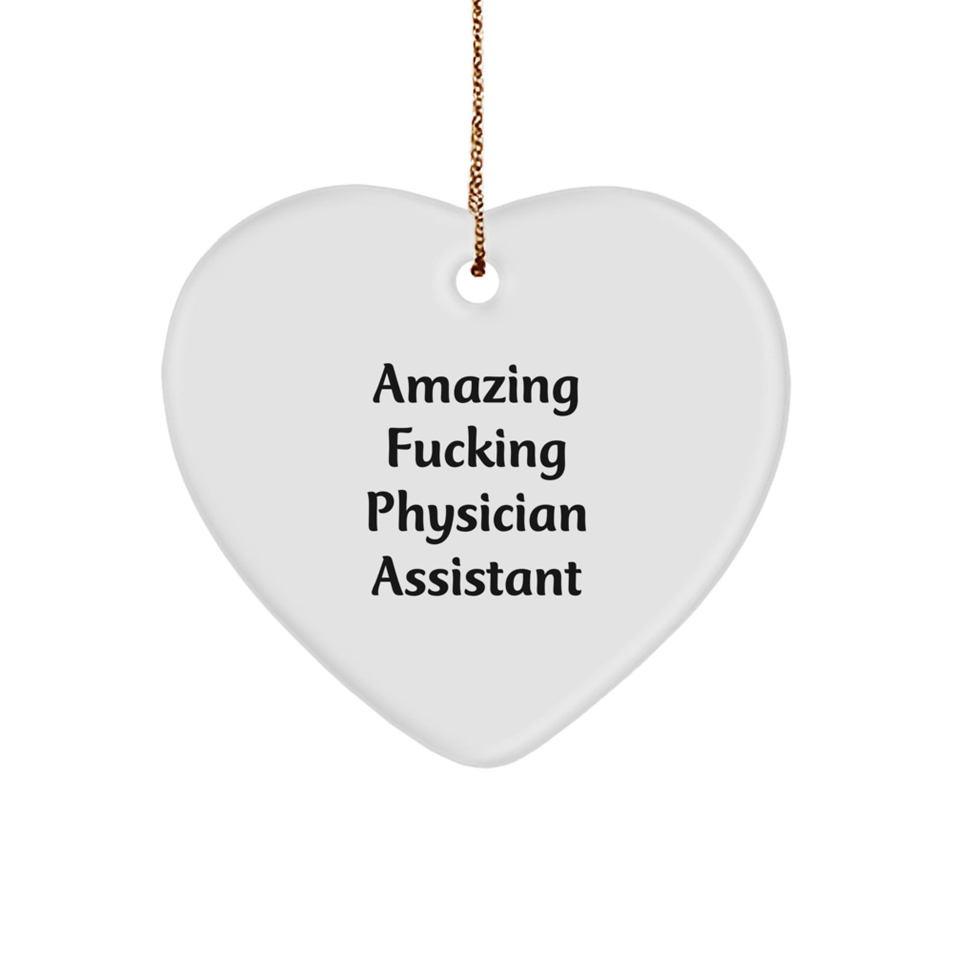 Gifts from Family Members for Physician Assistant - Funny Christmas Heart Ornament with Amazing F--king Physician Assistant Quote - Image 1