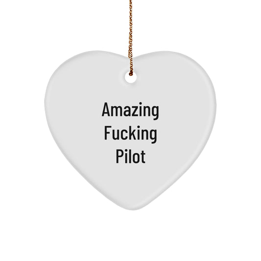 Funny Pilot Gifts from Friends - Amazing F--king Pilot Heart Ornament for Men, Women, Coworkers, Family, Christmas Unique Gifts - Image 1