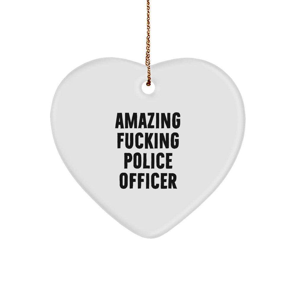 Funny Police Officer Gifts from Friends and Family - Amazing 'F--king' Officer Heart Ornament - Image 1