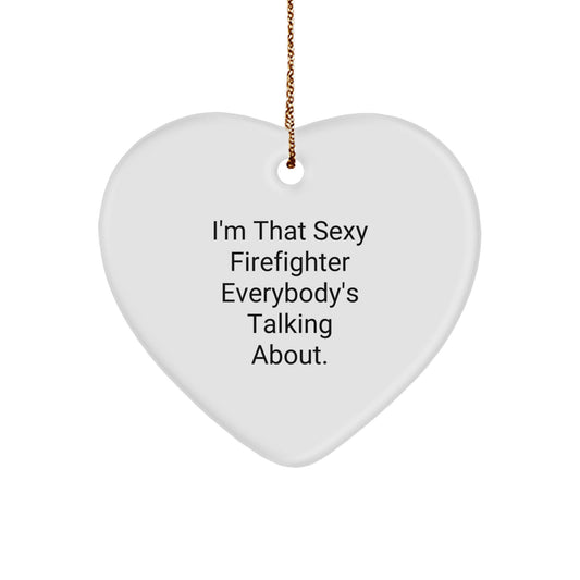 Funny Firefighter Gifts for Firefighter Men Women Friends Christmas Unique Heart Ornament from Men to Firefighter - Image 1