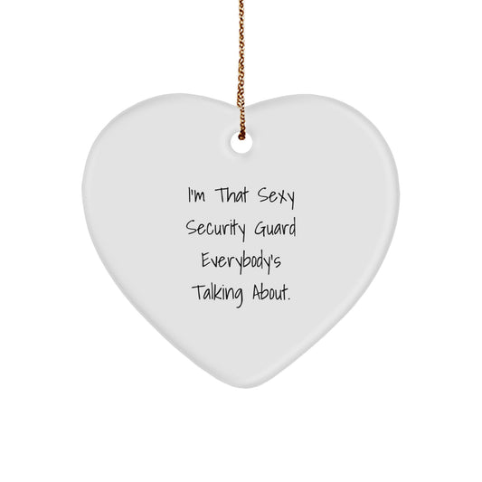 Sexy Security Guard Heart Ornament, Funny Gift for Security Guard, Unique Christmas Unique Gifts from Family to Security Guard - Image 1