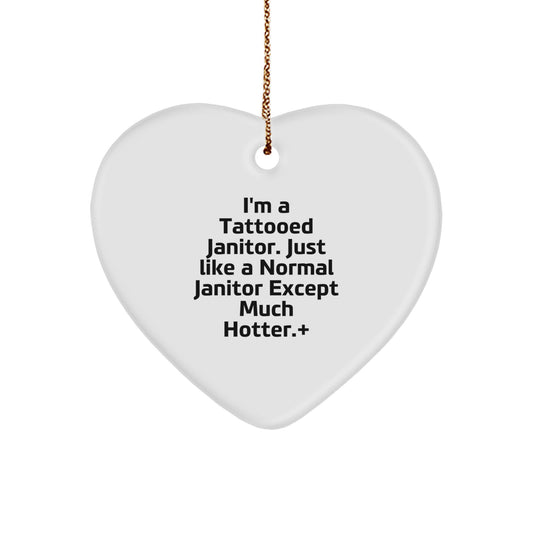 Tattooed Janitor Heart Ornaments, Funny Janitor Gifts for Him, Men, Janitor Christmas Unique Gifts from Friends, Coworkers, Family - Image 1