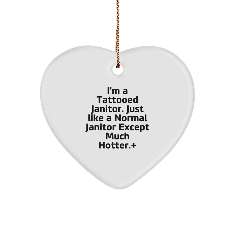 Tattooed Janitor Heart Ornaments, Funny Janitor Gifts for Him, Men, Janitor Christmas Unique Gifts from Friends, Coworkers, Family - Image 1
