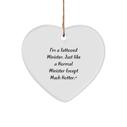 Funny Gift for a Minister Heart Ornament, Unique Gifts from Men to Minister, Christmas Decorations - Image 1