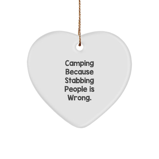 Funny Camping Heart Ornament Gift for Friends from Men, Women, or Family - Unique Christmas Decorations for Home or Office - Image 1