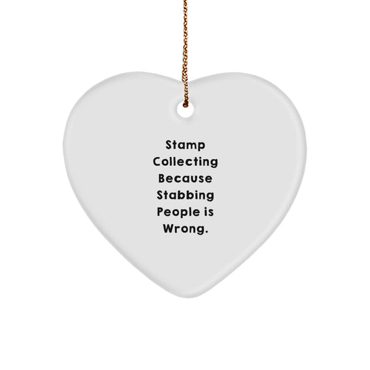 Funny Christmas Unique Gift for Stamp Collectors, Heart Ornament for Stamp Collecting Enthusiasts, Unique Gifts from Friends to Stamp Collecting Family - Image 1
