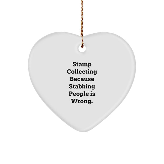 Funny Stamp Collecting Gifts from Men to Women, Heart Ornament for Stamp Collecting Enthusiasts, Unique Christmas Unique Gifts for Stamp Collecting Collectors - Image 1