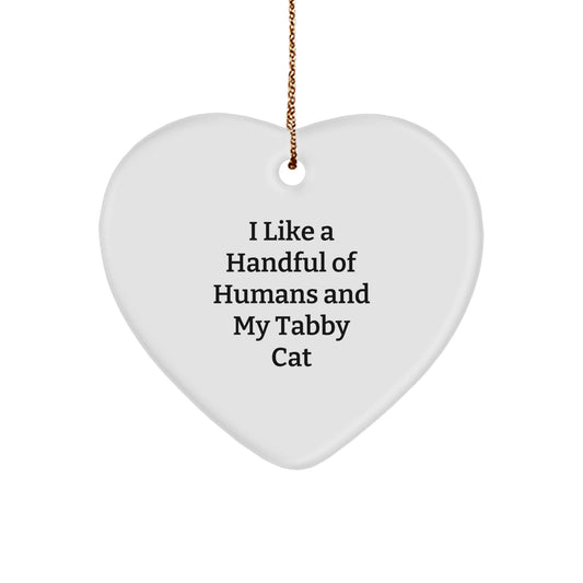 Funny Tabby Cat Heart Ornament Gifts from Men to Family Members for Christmas Unique - Image 1
