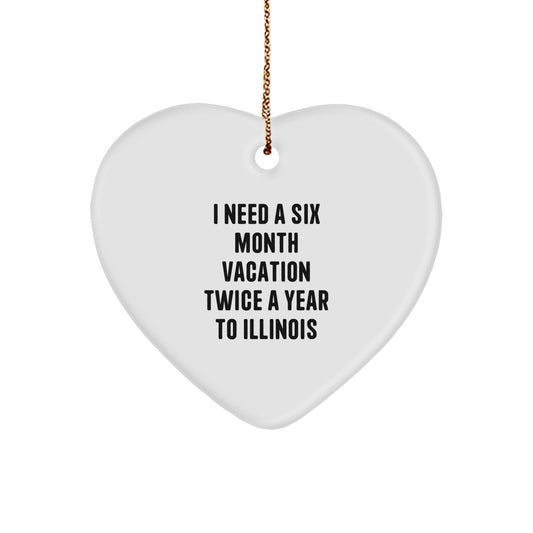 Funny Illinois Heart Ornament Gifts from Friends and Family for Men and Women - Illinois Vacation Mood - Image 1