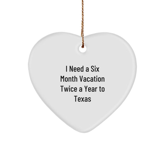 Funny Texas Heart Ornament Gifts from Friends, Family, Coworkers, for Men, Women, Christmas Unique Decorations - Image 1