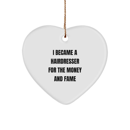 Hairdresser Heart Ornament Funny Gift for Hairdresser from Friends at Christmas - Image 1