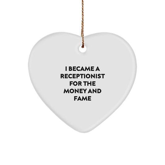 Funny Receptionist Heart Ornament Gifts from Family Friends Coworkers for Receptionist Christmas Unique Presents - Image 1