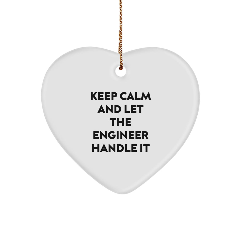 Funny Engineer Heart Ornament Gifts for Him from Friends Coworkers Family, Engineer Heart Shaped Present with 'Keep Calm And Let The Engineer Handle It' Quote, Christmas Unique Gifts for Men - Image 1