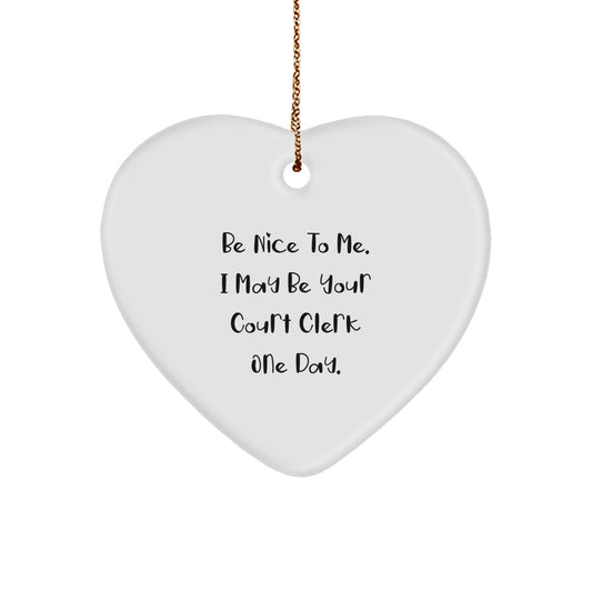 Funny Court Clerk Heart Ornament Gifts from Family, Friends, or Coworkers for Court Clerk Christmas Unique - Image 1