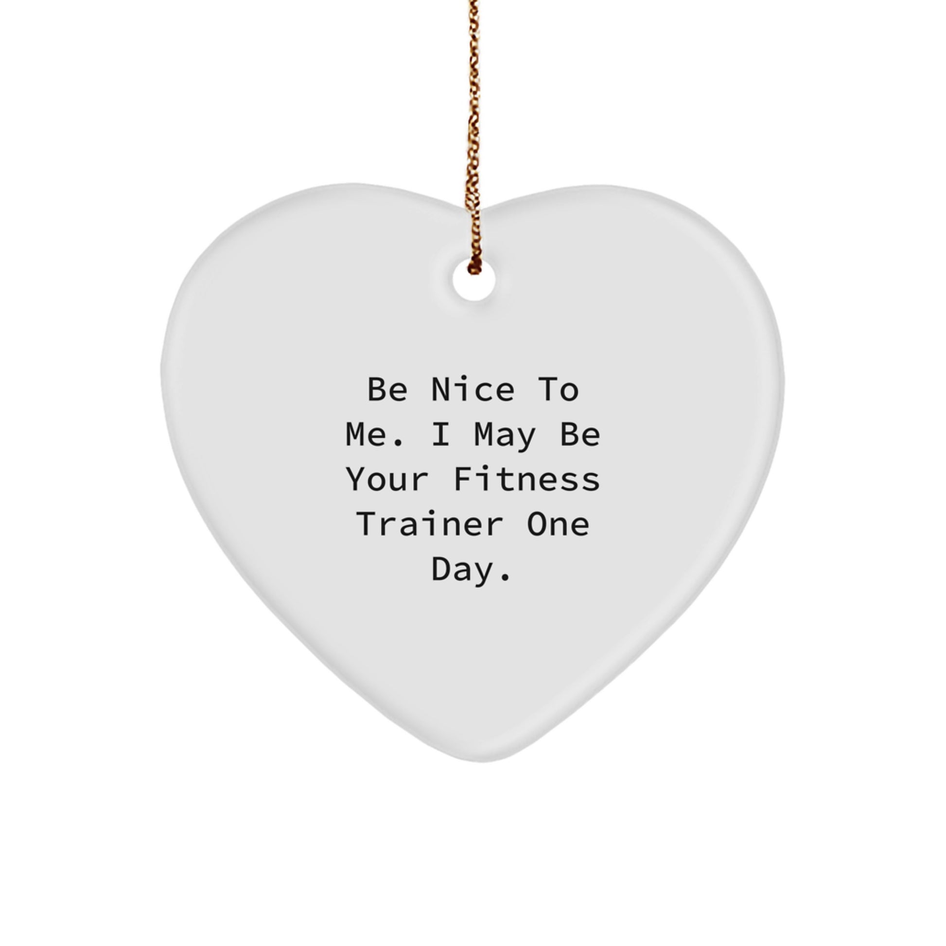 Funny Fitness Trainer Heart Ornament Gift from Friends, Gifts for Fitness Trainers, Be Nice to Me Christmas Unique Gifts - Image 1