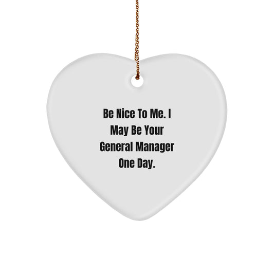 Funny General Manager Heart Ornament, Gifts for the Office, General Manager Gifts from Friends - Image 1