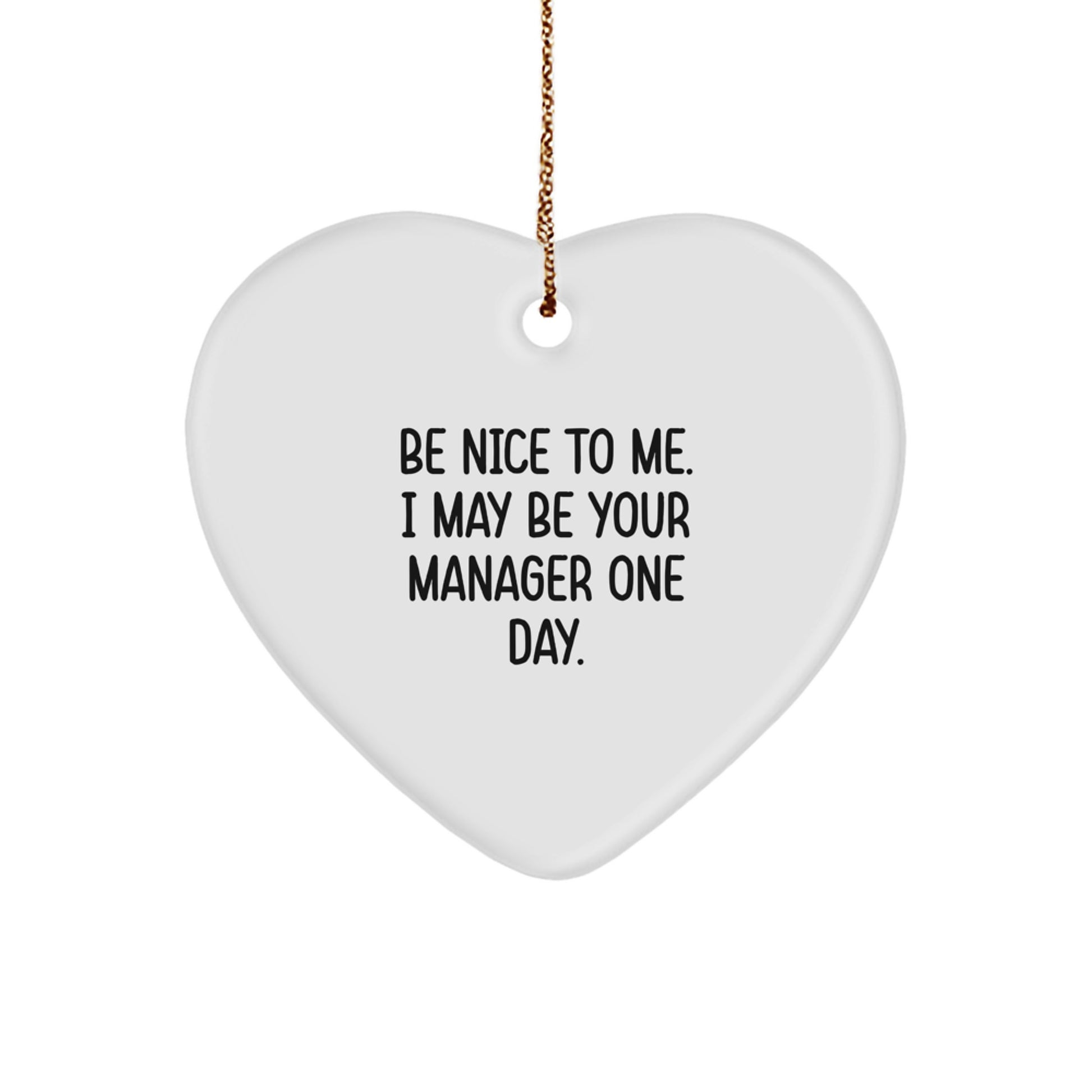 Funny Manager Heart Ornament Gifts from Friends for Men and Women, Be 'Nice' to Me I May Be Your Manager One Day, Christmas Unique Decorations - Image 1