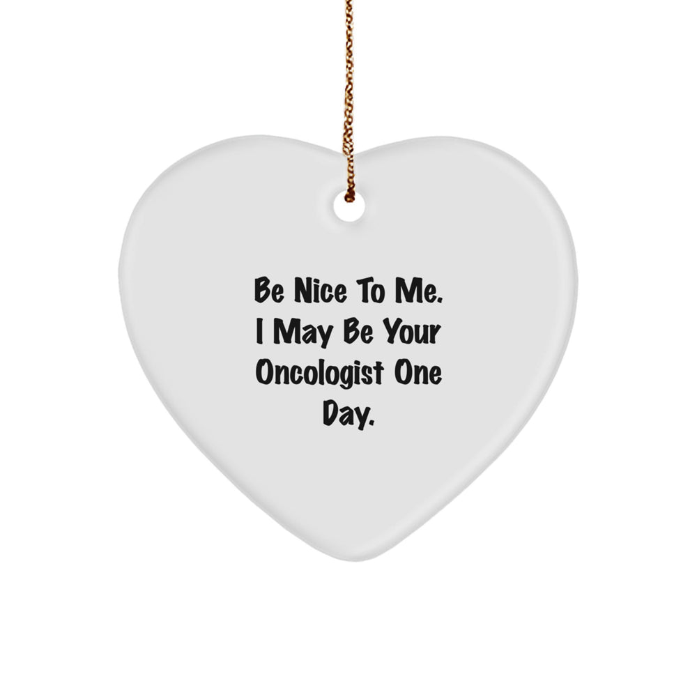 Gifts from Oncologist Enthusiasts, Funny Heart Ornament, Be Nice To Me I May Be Your Oncologist One Day, Christmas Unique Gifts for Oncologists - Image 1