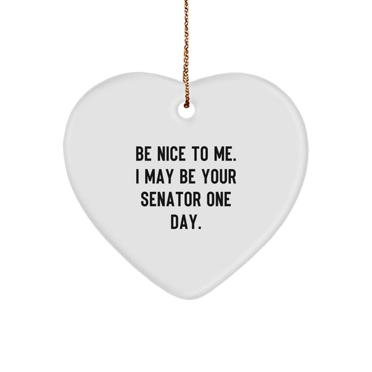Cute Senator Heart Ornament Gifts from Friends for Senator - Be Nice To Me I May Be Your Senator One Day - Image 1