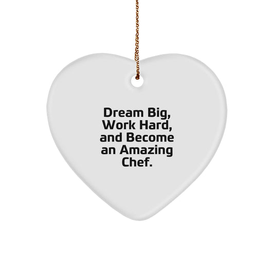 Gifts from Men to Chef Friends, Heart Ornament with Dream Big Quote, Christmas Unique Gifts - Image 1