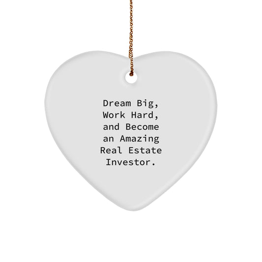 Funny Heart Ornament Gifts from Family for Real Estate Investor, Real Estate Investor Christmas Decorations, Dream Big Work Hard Heart Ornament - Image 1